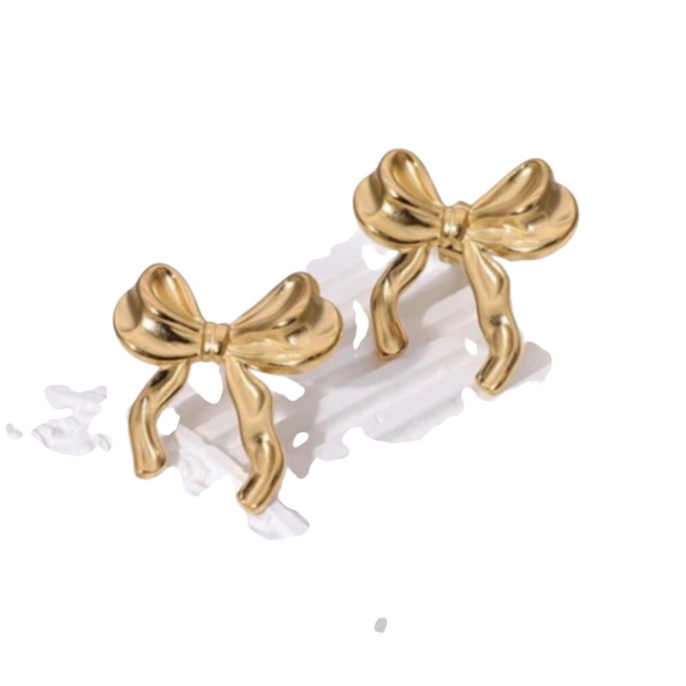 Elegant Gold Bow Earrings 10$